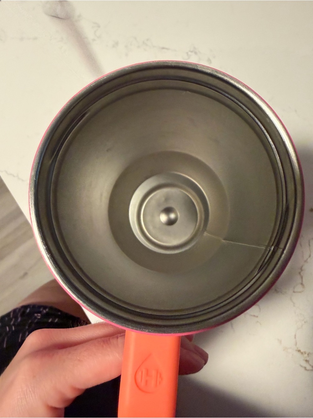 HydroJug Pink Tumbler with Lime Green Lid and Orange Handle - Picture 4 of 5